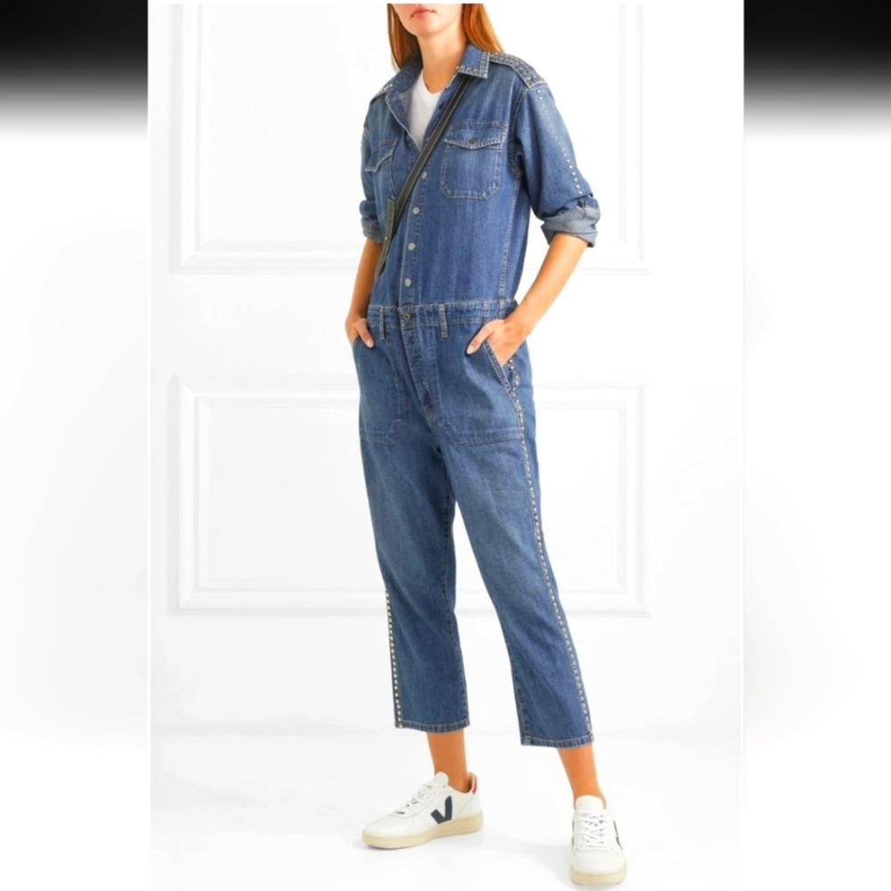 NWT Current/Elliott Denim Studded Jumpsuit Size 1